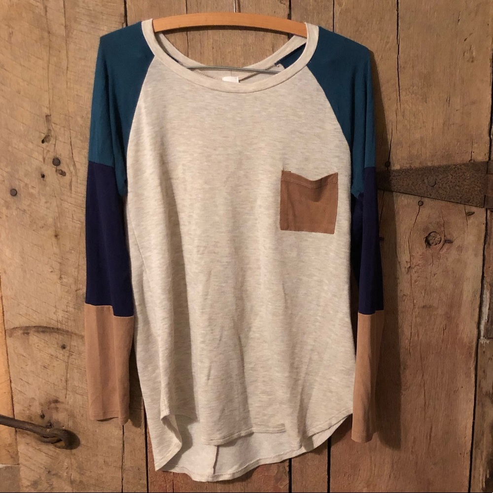 Sun and moon tri color long sleeve shirt